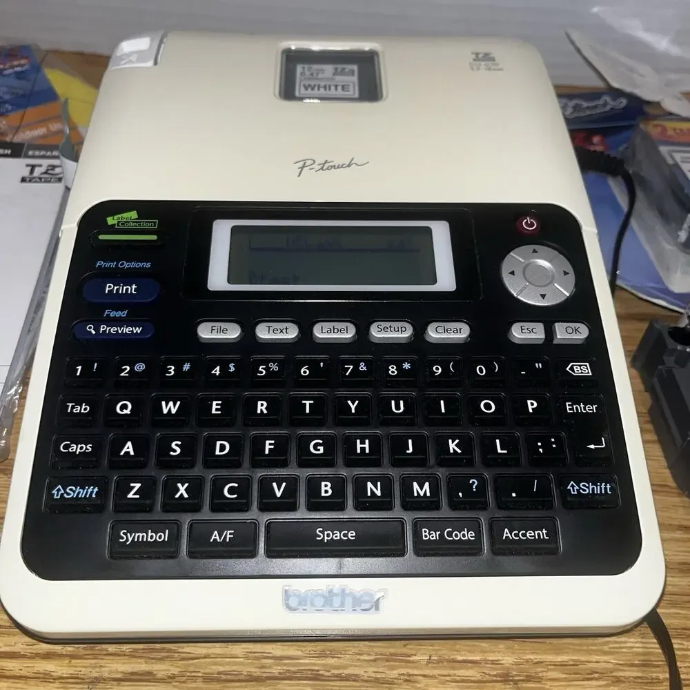 Brother P-touch PT-2030 Deluxe Desktop Labeler With New And Used Roll Power Cord